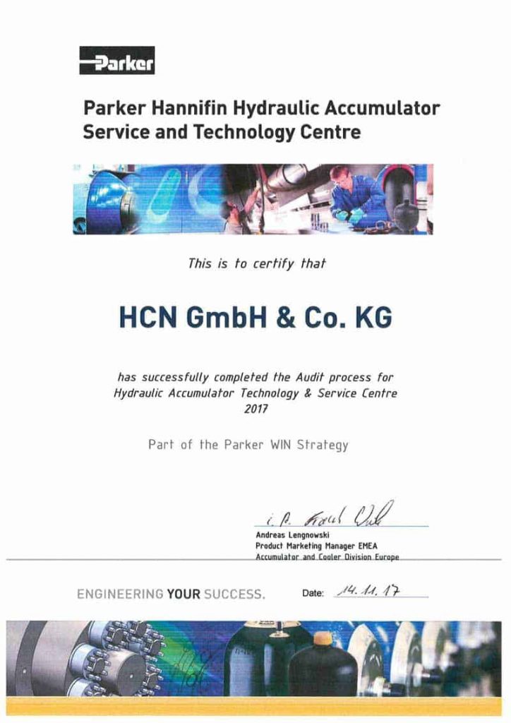 HCN Hydraulik Audit Hydraulic Accumulator Technology Service 2017